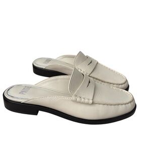 Paige Women's Emmett Leather Loafer Mule Slide Size 7 Ivory Casual Elegant